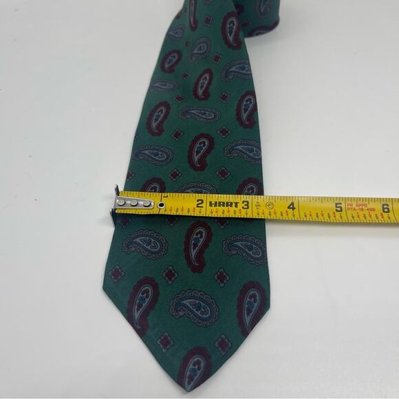 Club Room Green Navy Burgundy Paisley Print Pure Silk Career Office Necktie NWOT - Picture 5 of 6